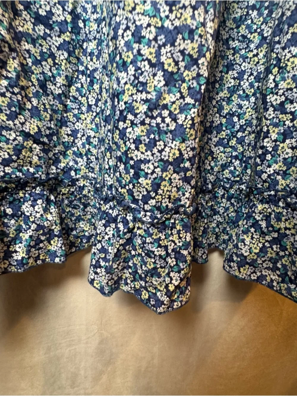 Uniqlo Blue Floral Smocked Maxi Dress with Spaghetti Straps Tiered Small Cottage